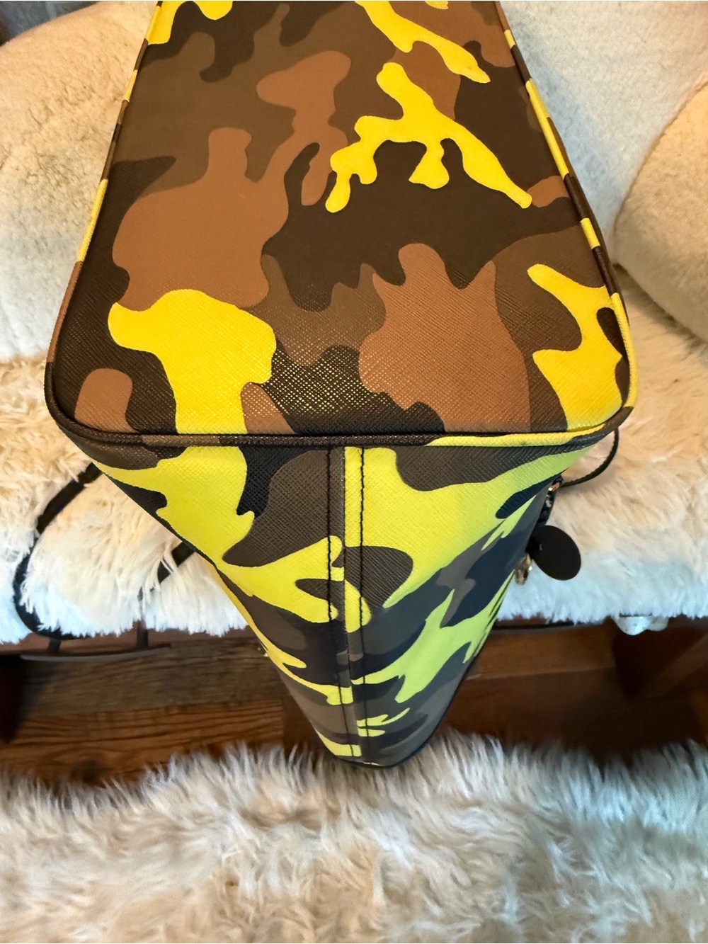 Michael Kors Yellow & Olive Camo Leather Tote - Picture 7 of 9